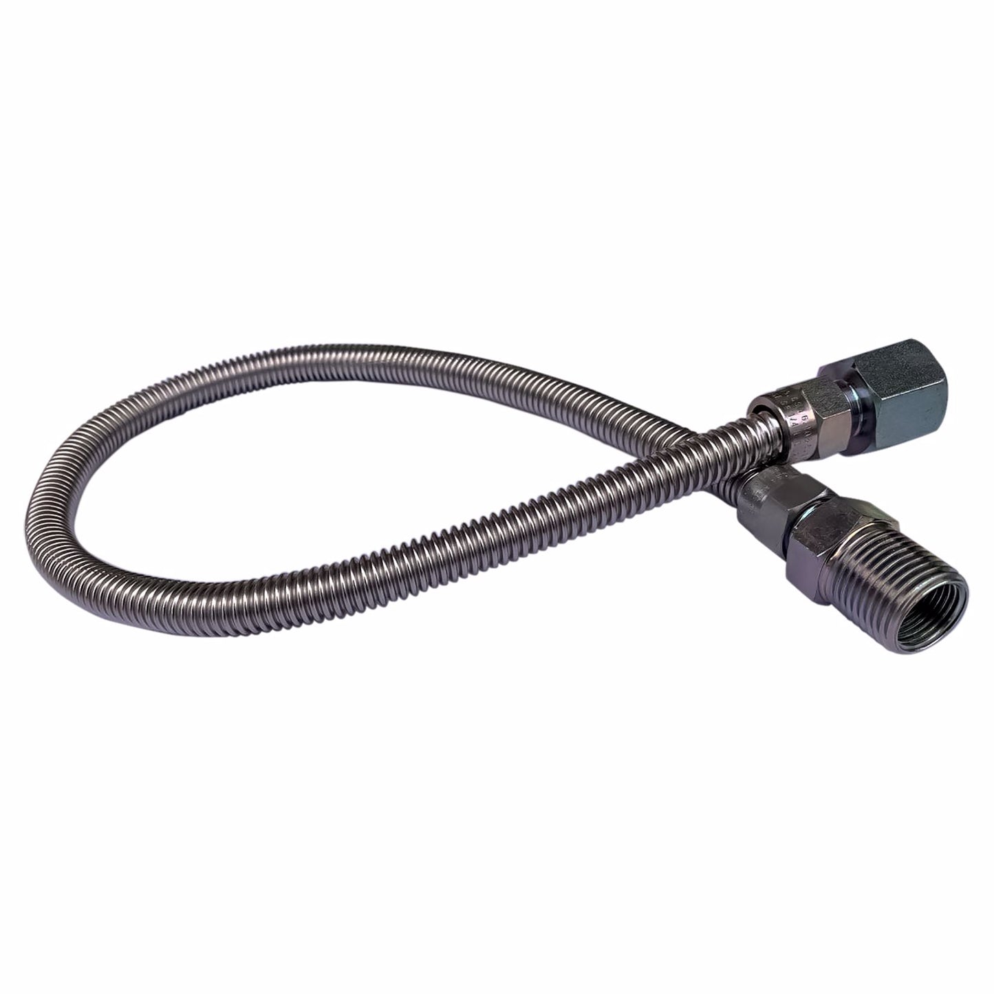 Jones Stephens G70025 3/8" OD (1/4" ID) X 30" Long, 1/2" Female Pipe Thread X 3/8" Male Pipe Thread, Uncoated Corrugated Stainless Steel Gas Connector