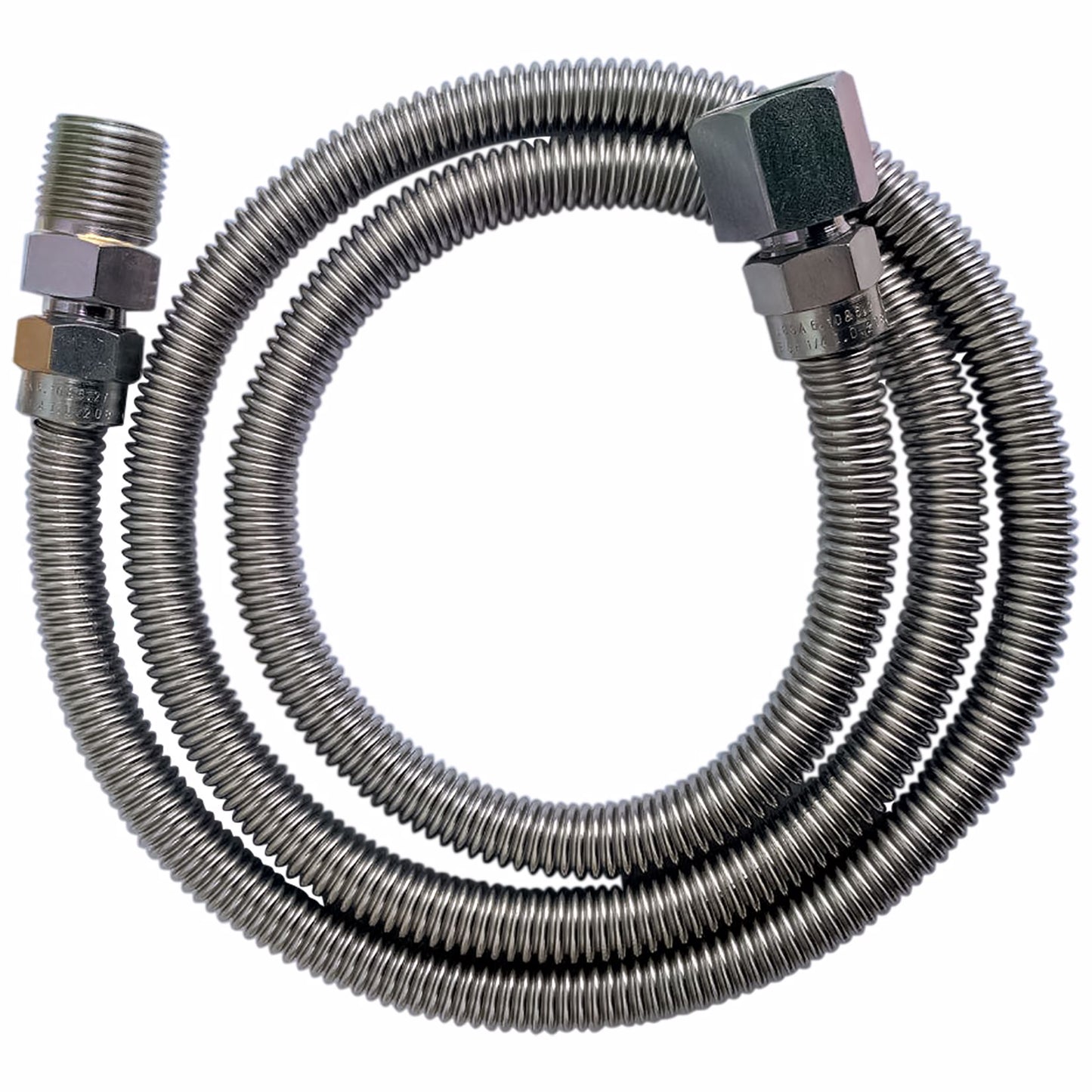 Jones Stephens G70040 3/8" OD (1/4" ID) X 48" Long, 3/8" Female Pipe Thread X 1/2" Male Pipe Thread, Uncoated Corrugated Stainless Steel Gas Connector