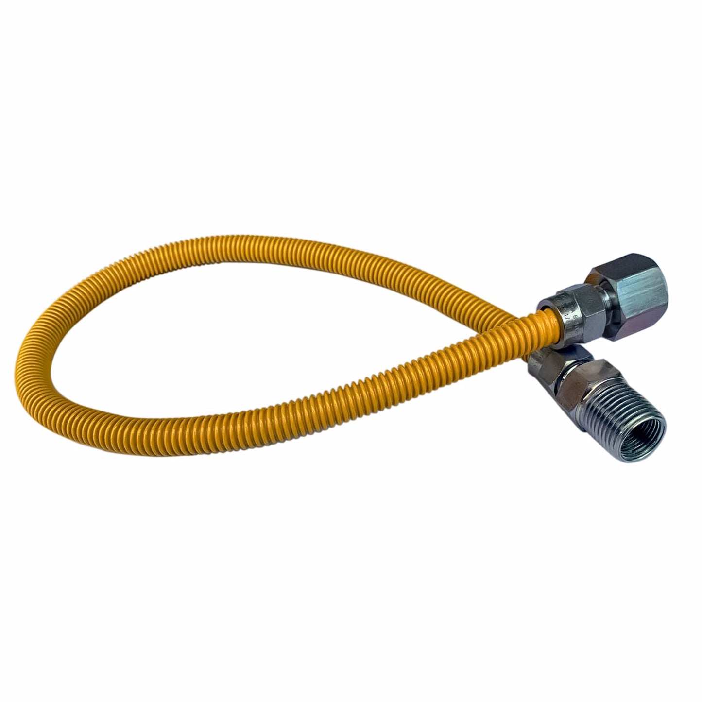 Jones Stephens G70110 3/8" OD (1/4" ID) X 18" Long, 1/2" Female Pipe Thread X 1/2" Male Pipe Thread, Yellow Coated Corrugated Stainless Steel Gas Connector