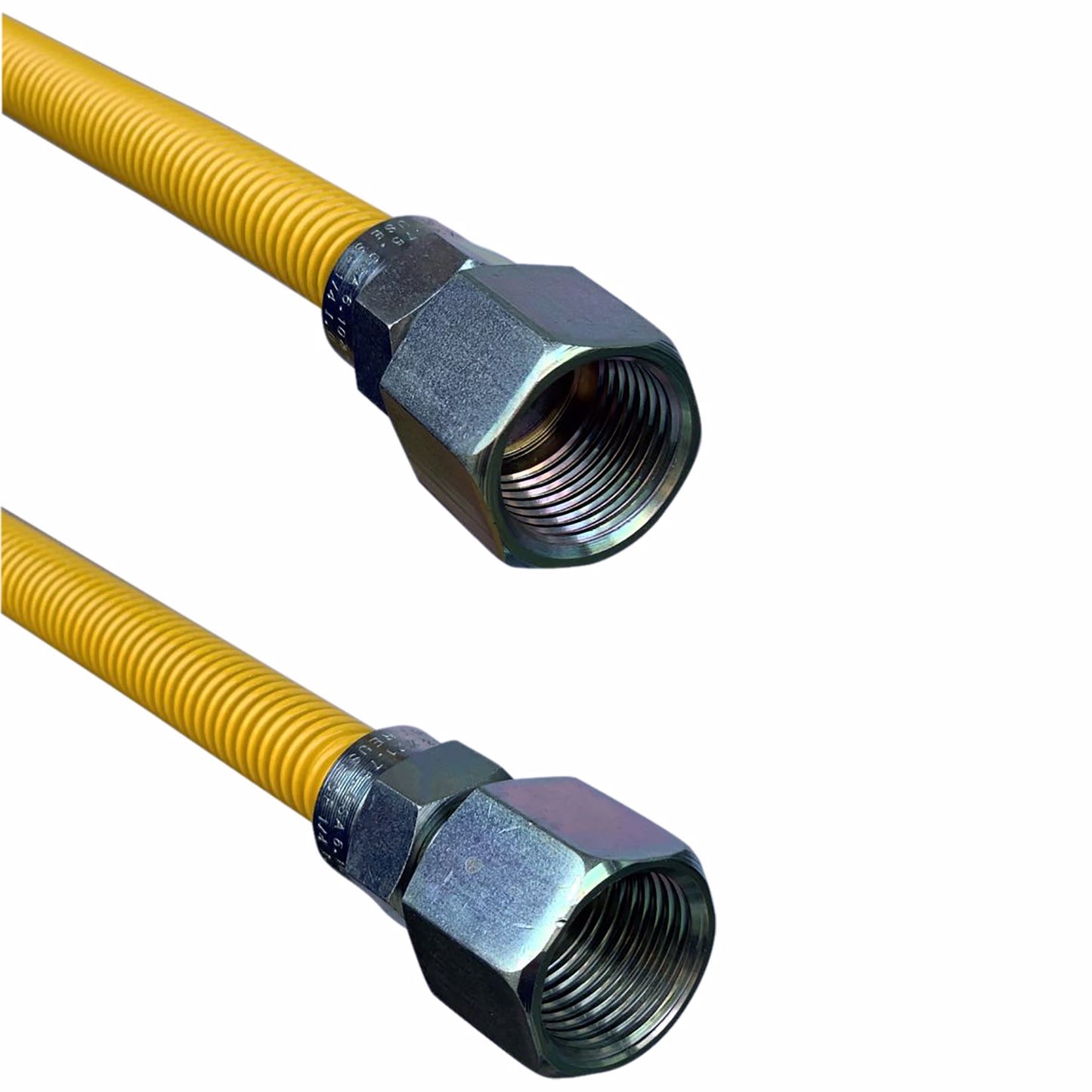 Jones Stephens G70115 3/8" OD (1/4" ID) X 24" Long, 1/2" Female Pipe Thread X 1/2" Female Pipe Thread, Yellow Coated Corrugated Stainless Steel Gas Connector