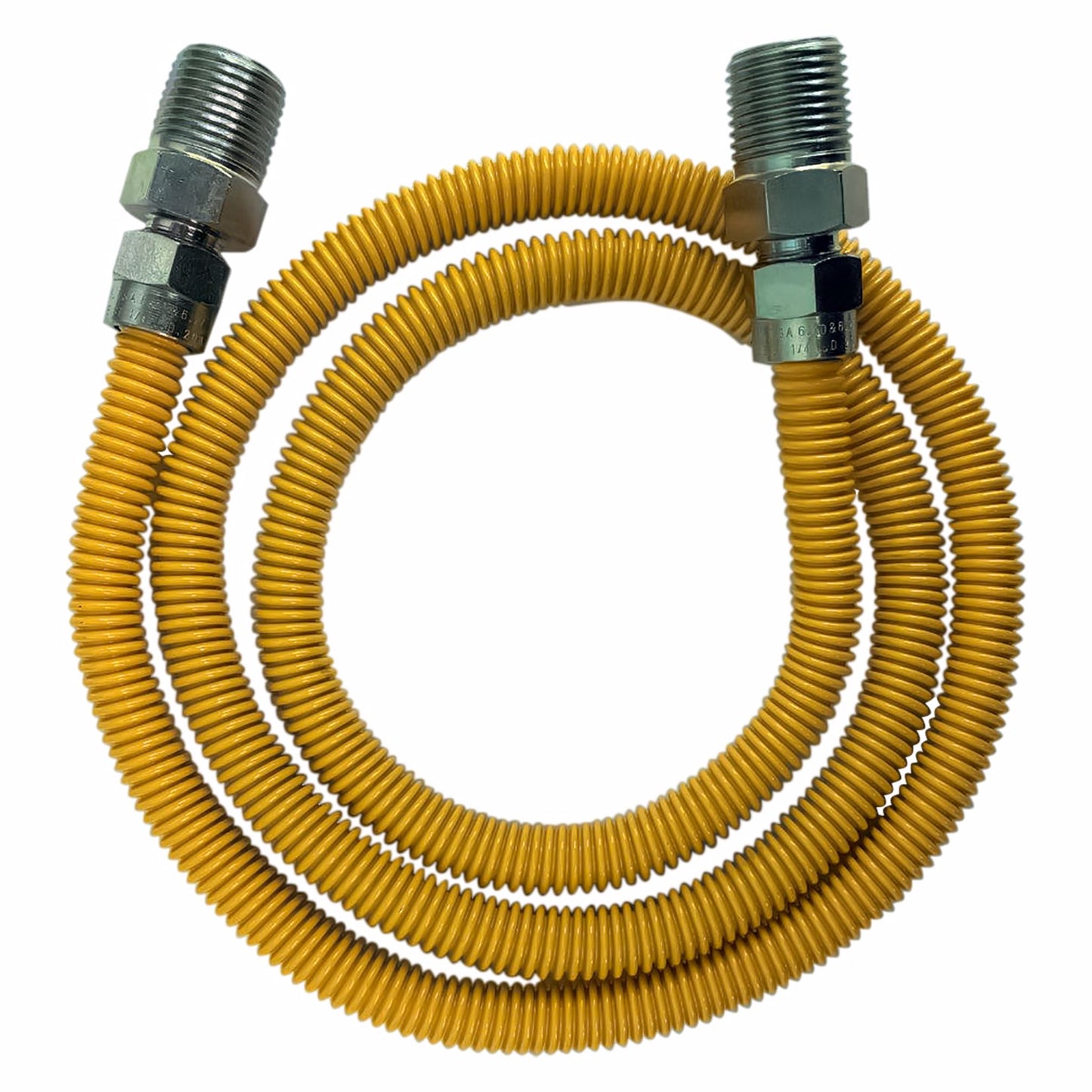 Jones Stephens G70128 3/8" OD (1/4" ID) X 36" Long, 1/2" Male Pipe Thread X 1/2" Male Pipe Thread, Yellow Coated Corrugated Stainless Steel Gas Connector