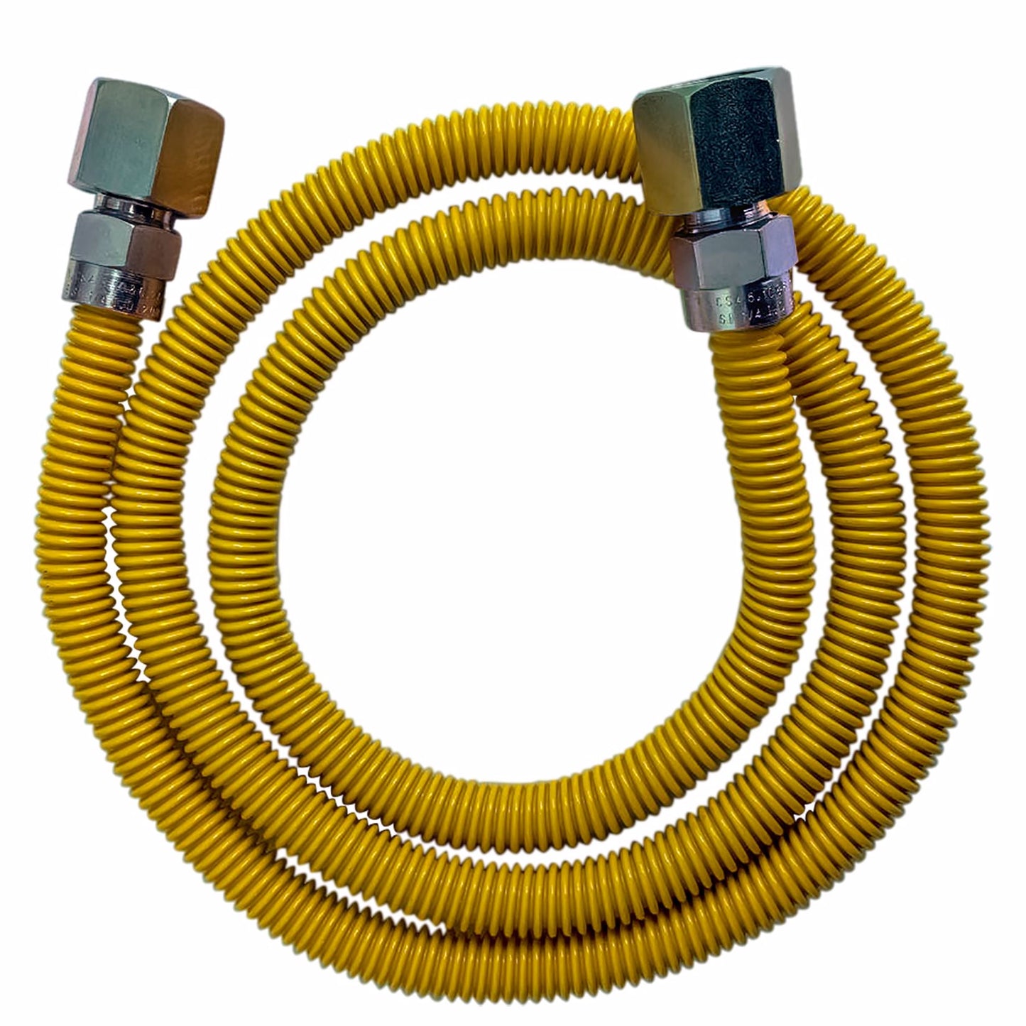Jones Stephens G70129 3/8" OD (1/4" ID) X 36" Long, 1/2" Female Pipe Thread X 1/2" Female Pipe Thread, Yellow Coated Corrugated Stainless Steel Gas Connector