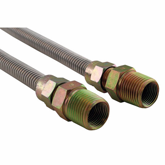 Jones Stephens G71020 5/8" OD (1/2" ID) X 24" Long, 3/4" Male Pipe Thread X 3/4" Male Pipe Thread, Uncoated Corrugated Stainless Steel Gas Connector