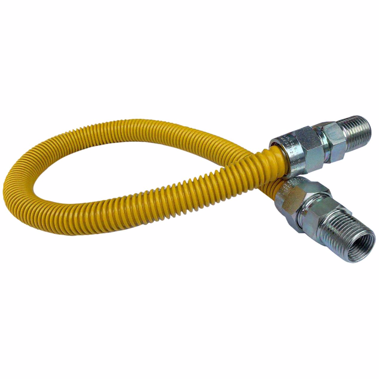 Jones Stephens G71102 5/8" OD (1/2" ID) X 12" Gas Connector, Yellow Coated Corrugated Stainless Steel, 1/2" MIP X 1/2" MIP