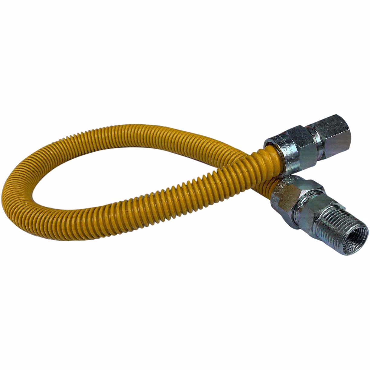 Jones Stephens G71116 5/8" OD (1/2" ID) X 18" Long, 1/2" Female Pipe Thread X 3/4" Male Pipe Thread, Yellow Coated Corrugated Stainless Steel Gas Connector