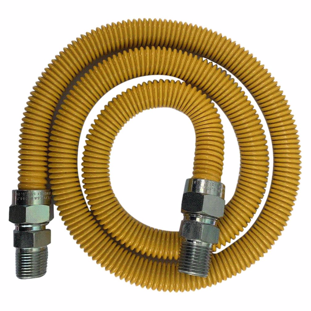 Jones Stephens G71152 5/8" OD (1/2" ID) X 48" Gas Connector, Yellow Coated Corrugated Stainless Steel, 1/2" MIP X 1/2" MIP
