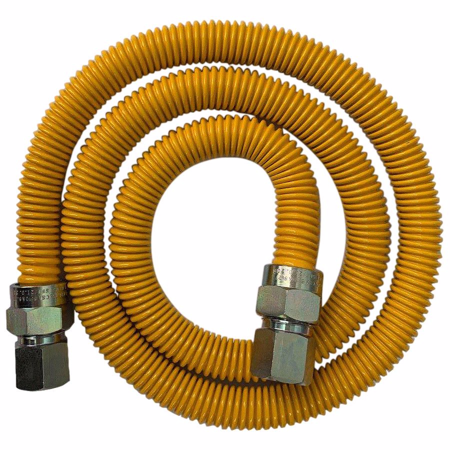 Jones Stephens G71154 5/8" OD (1/2" ID) X 48" Long, 3/4" Female Pipe Thread X 1/2" Female Pipe Thread, Yellow Coated Corrugated Stainless Steel Gas Connector