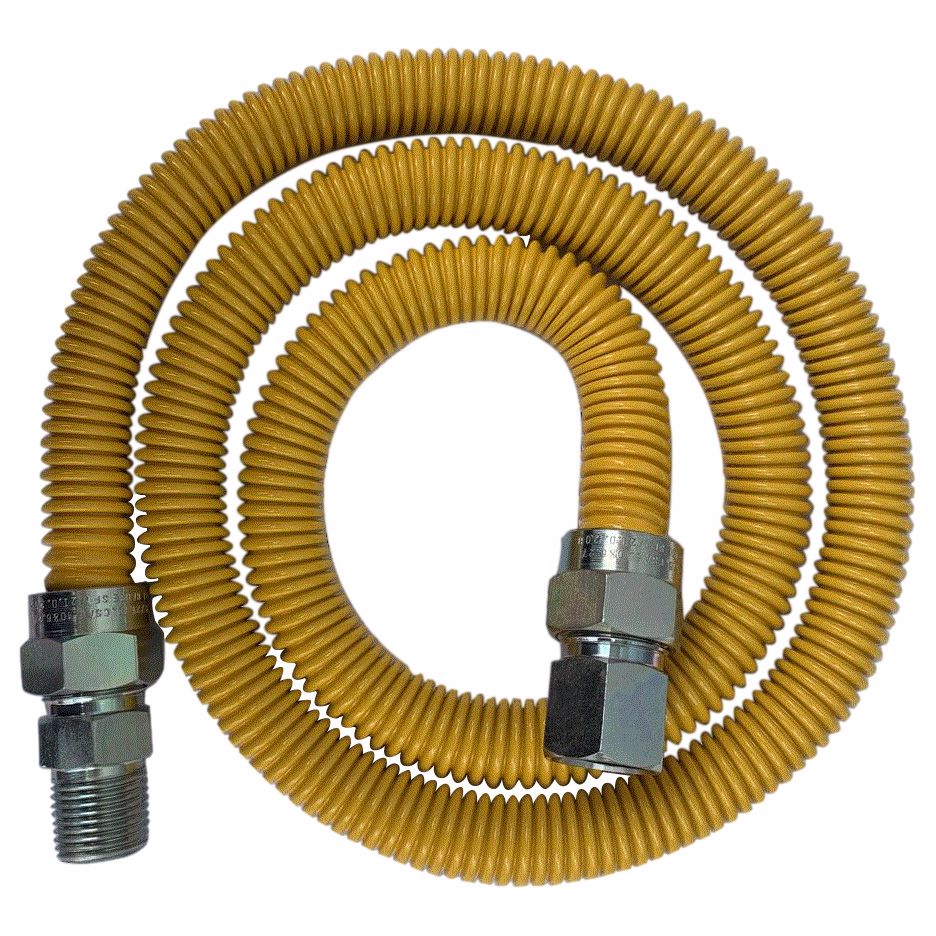 Jones Stephens G71159 5/8" OD (1/2" ID) X 48" Gas Connector, Yellow Coated Corrugated Stainless Steel, 1/2" FIP X 1/2" MIP