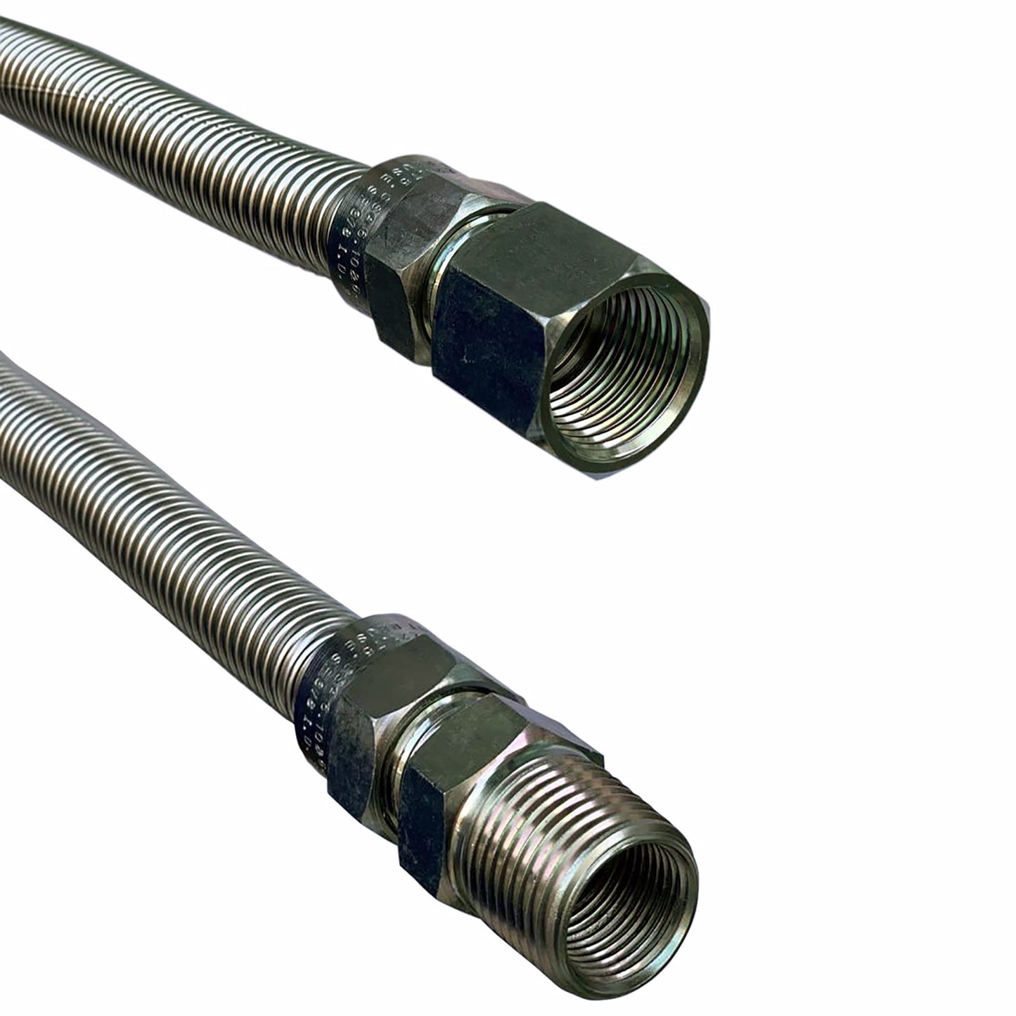 Jones Stephens G72061 1/2" OD (3/8" ID) X 72" Long, 1/2" Female Pipe Thread X 1/2" Male Pipe Thread, Uncoated Corrugated Stainless Steel Gas Connector