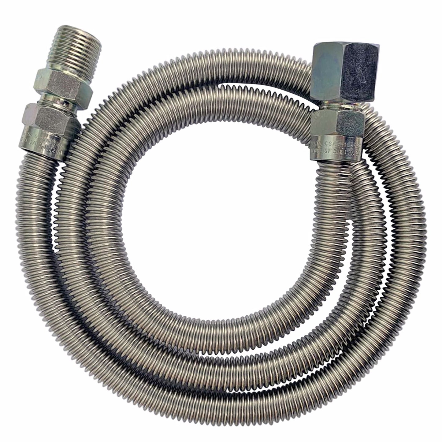 Jones Stephens G72061 1/2" OD (3/8" ID) X 72" Long, 1/2" Female Pipe Thread X 1/2" Male Pipe Thread, Uncoated Corrugated Stainless Steel Gas Connector