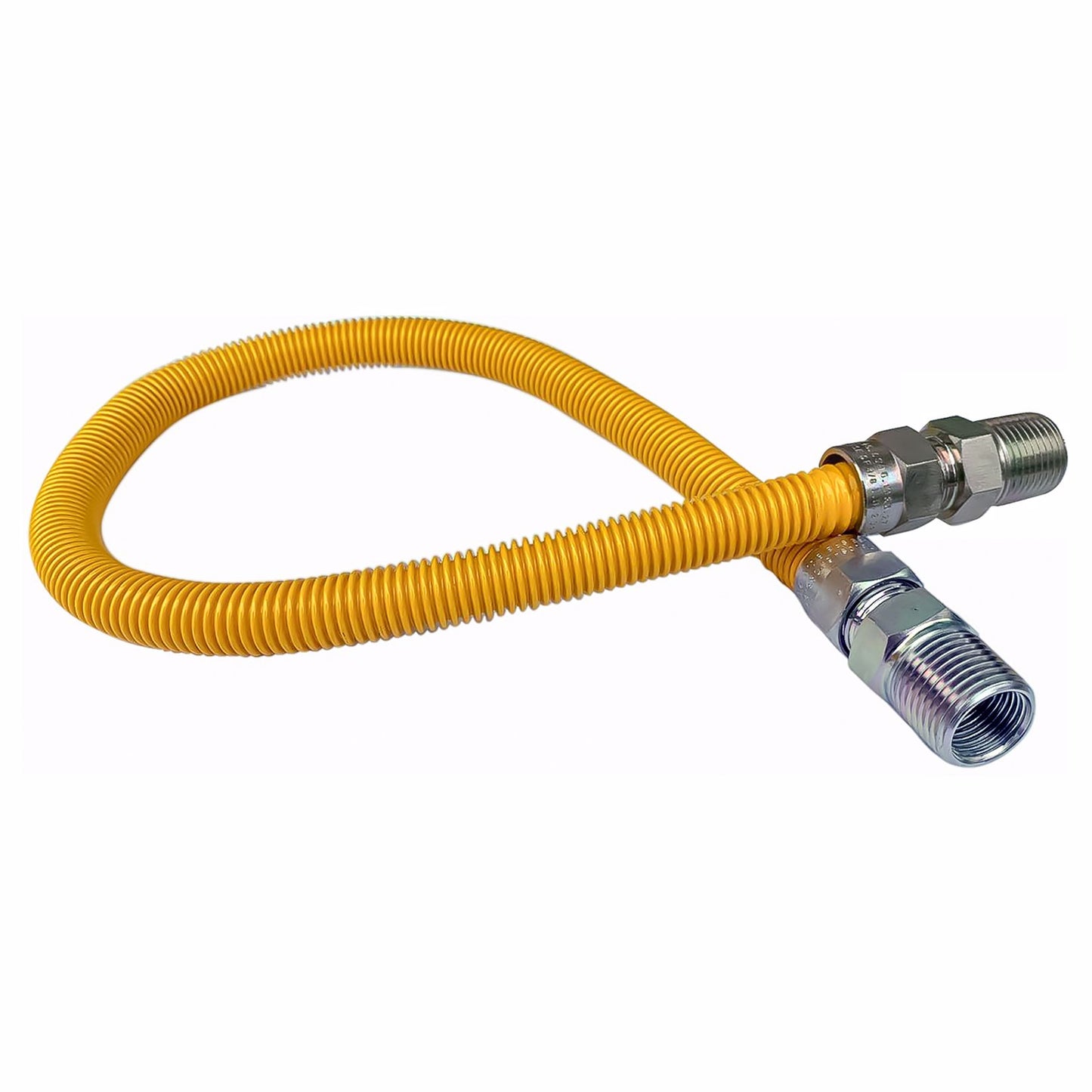 Jones Stephens G72109 1/2" OD (3/8" ID) X 18" Long, 1/2" Male Pipe Thread X 3/8" Male Pipe Thread, Yellow Coated Corrugated Stainless Steel Gas Connector
