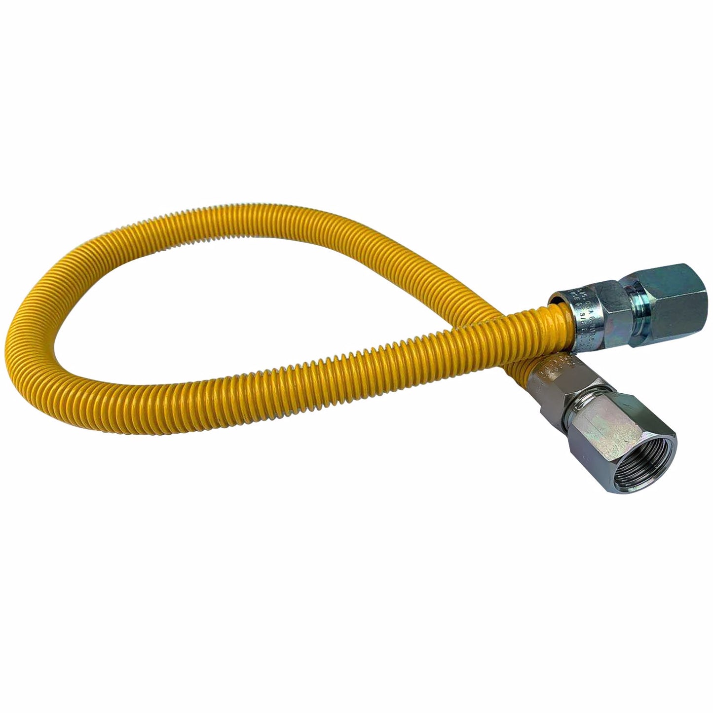 Jones Stephens G72112 1/2" OD (3/8" ID) X 18" Long, 1/2" Female Pipe Thread X 3/8" Female Pipe Thread, Yellow Coated Corrugated Stainless Steel Gas Connector