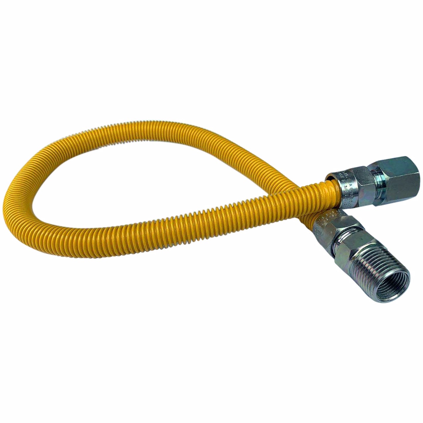Jones Stephens G72115 1/2" OD (3/8" ID) X 18" Long, 3/8" Female Pipe Thread X 1/2" Male Pipe Thread, Yellow Coated Corrugated Stainless Steel Gas Connector