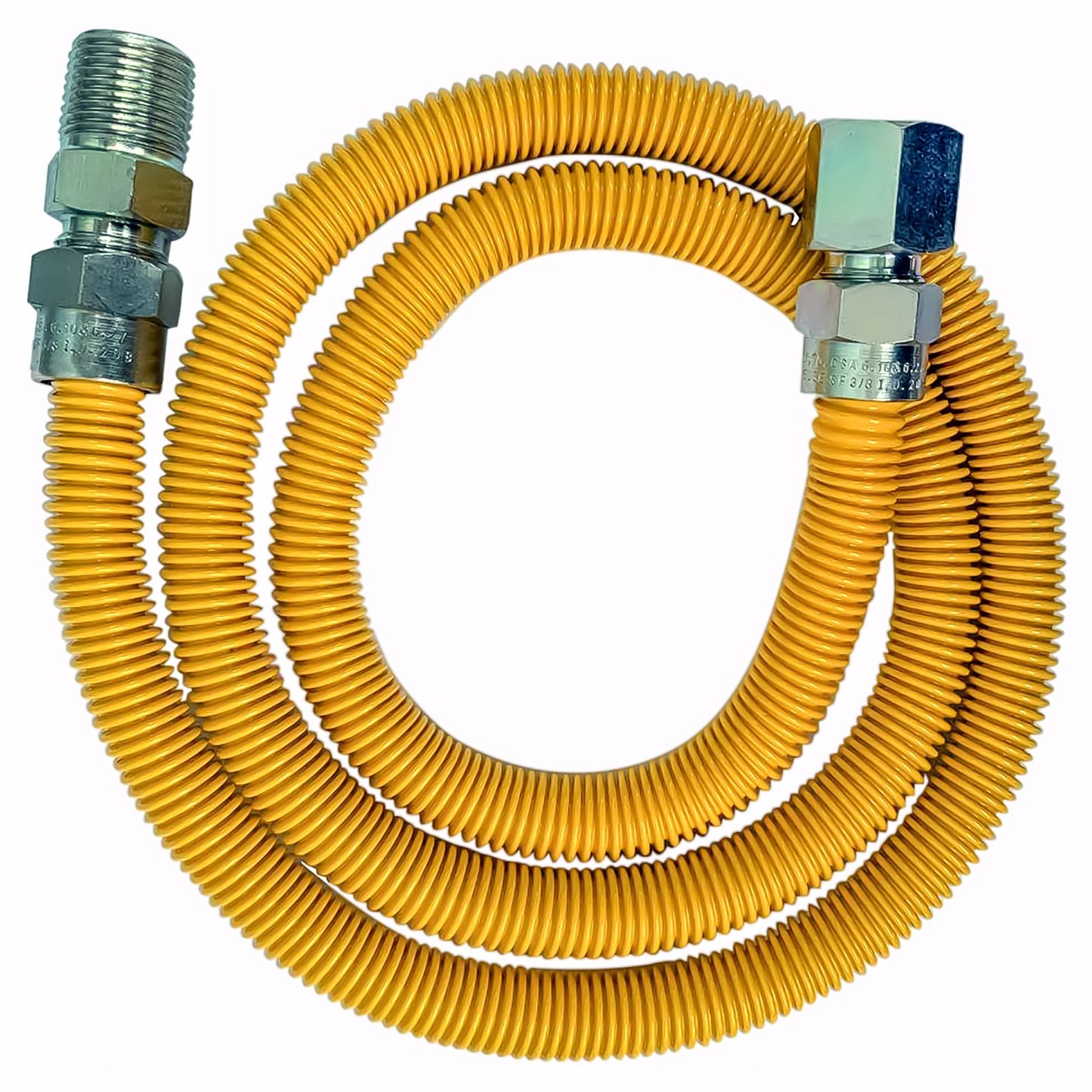 Jones Stephens G72137 1/2" OD (3/8" ID) X 36" Gas Connector, Yellow Coated Corrugated Stainless Steel, 1/2" FIP X 1/2" MIP