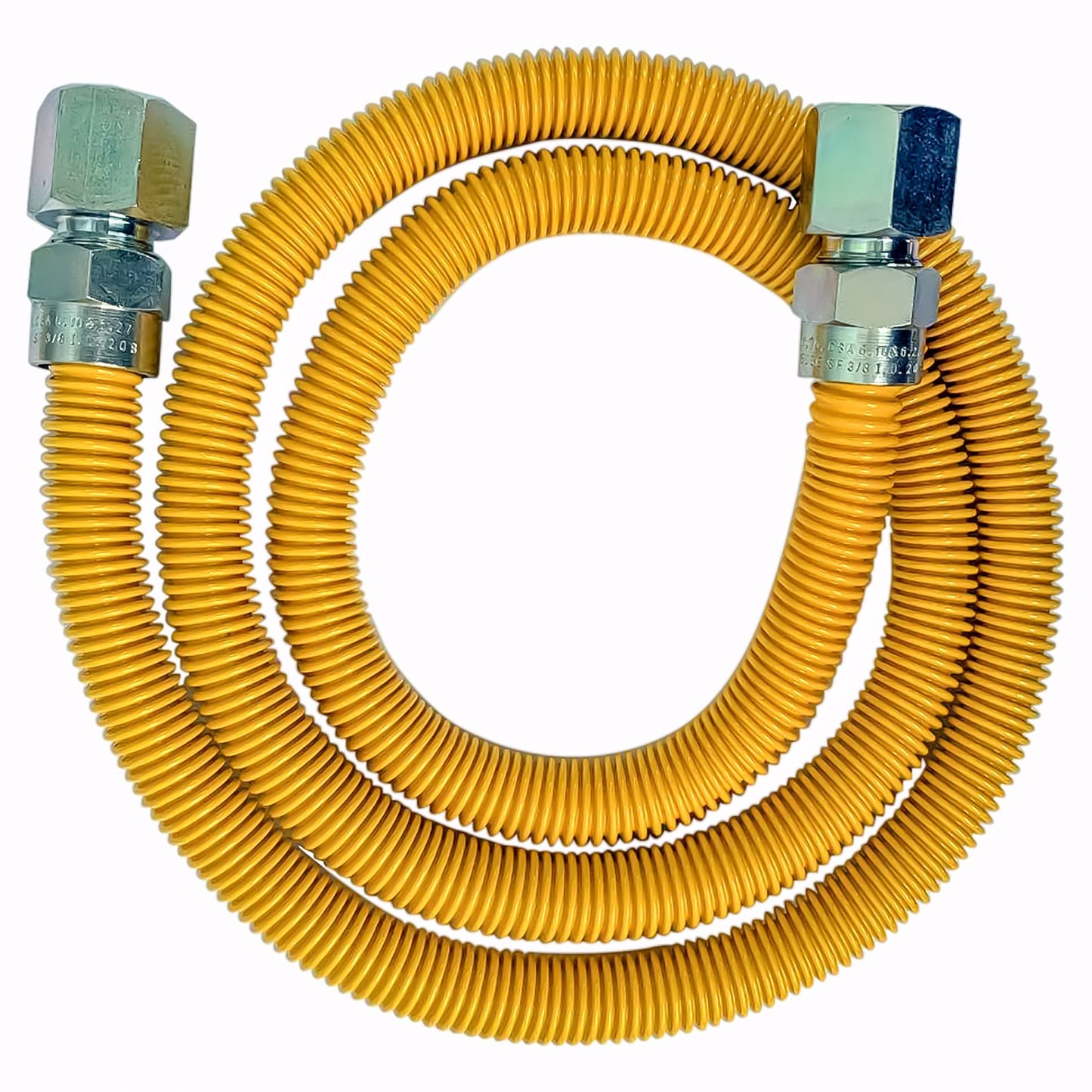 Jones Stephens G72143 1/2" OD (3/8" ID) X 48" Long, 1/2" Female Pipe Thread X 1/2" Female Pipe Thread, Yellow Coated Corrugated Stainless Steel Gas Connector