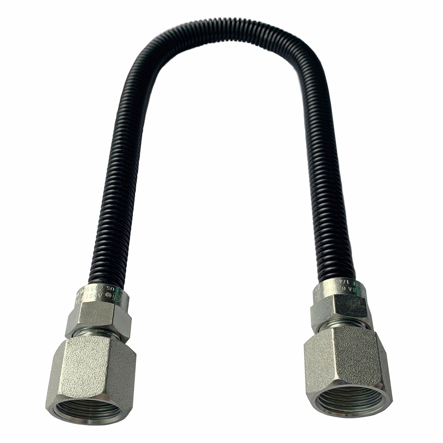Jones Stephens G73122 3/8" OD (1/4" ID) X 30" Long, 1/2" Female Pipe Thread X 1/2" Female Pipe Thread, Black Coated Corrugated Stainless Steel Gas Connector