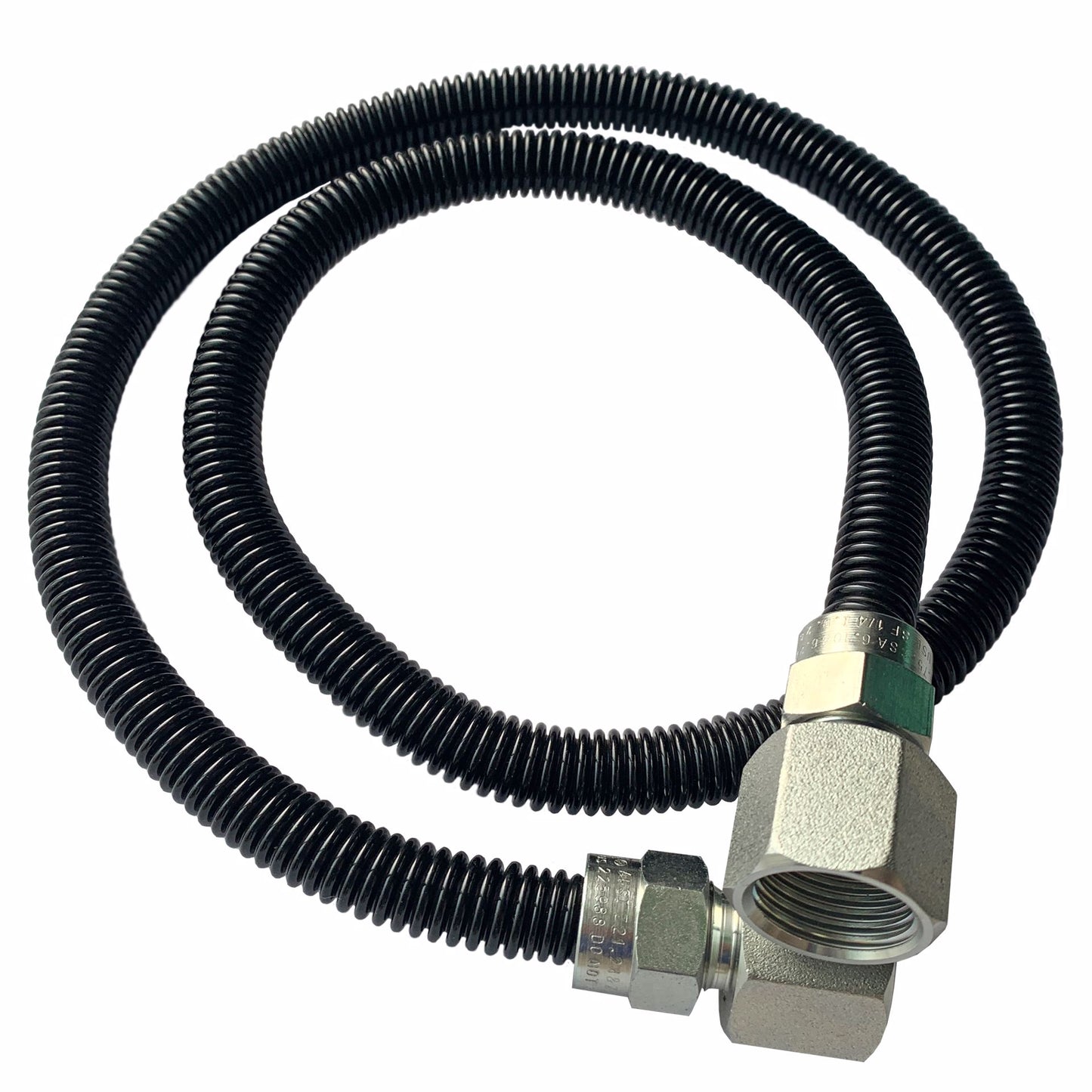 Jones Stephens G73129 3/8" OD (1/4" ID) X 36" Long, 1/2" Female Pipe Thread X 1/2" Female Pipe Thread, Black Coated Corrugated Stainless Steel Gas Connector