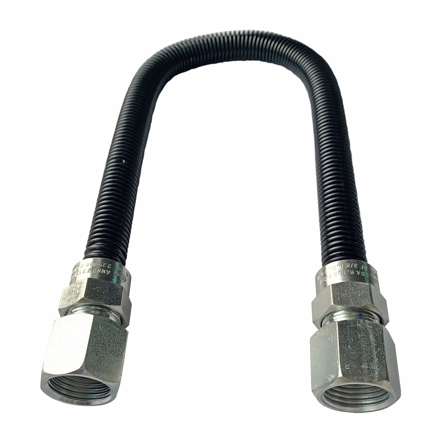 Jones Stephens G74111 1/2" OD (3/8" ID) X 18" Long, 1/2" Female Pipe Thread X 1/2" Female Pipe Thread, Black Coated Corrugated Stainless Steel Gas Connector