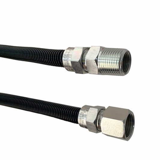Jones Stephens G74121 1/2" OD (3/8" ID) X 24" Long, 1/2" Female Pipe Thread X 1/2" Male Pipe Thread, Black Coated Corrugated Stainless Steel Gas Connector