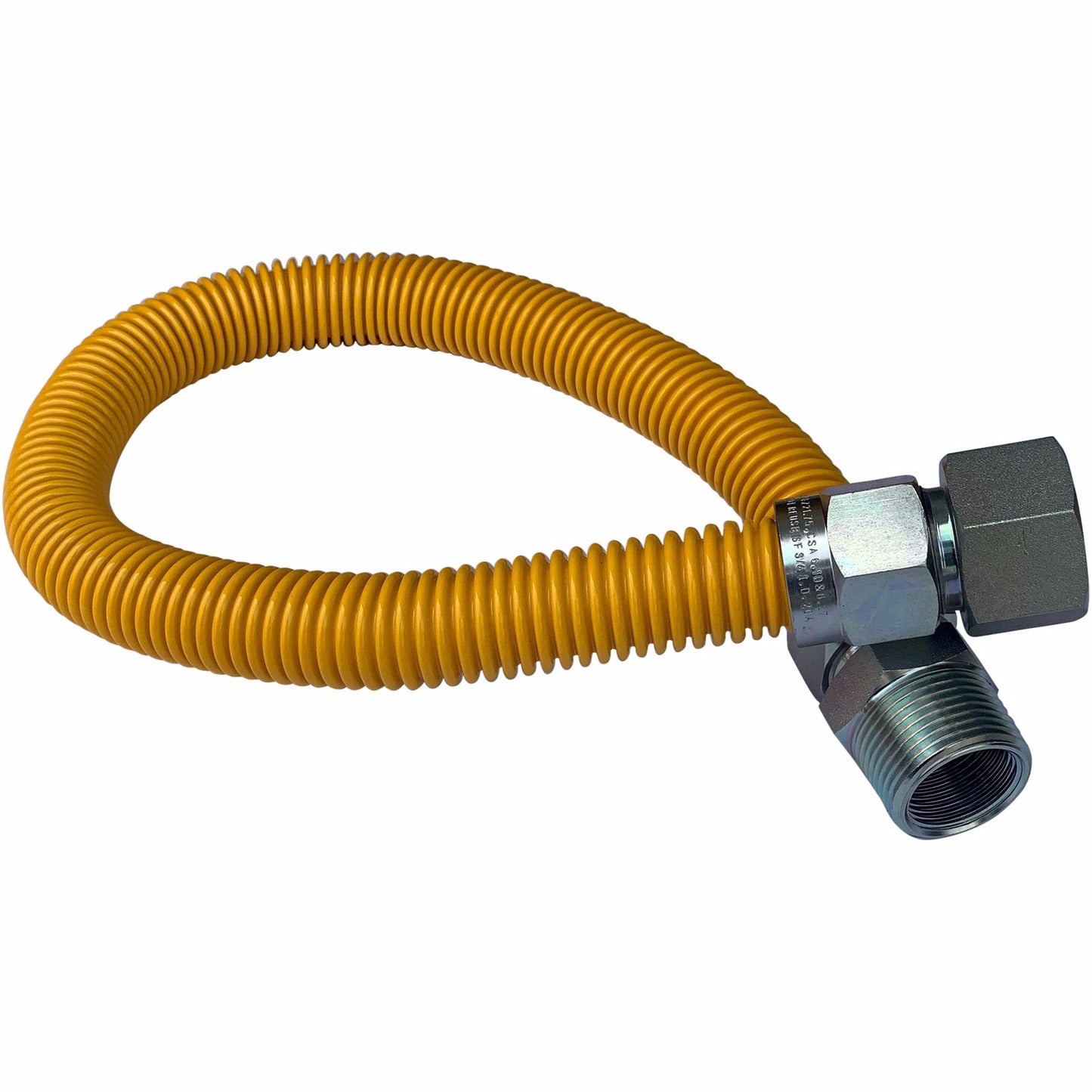 Jones Stephens G76002 1" OD (3/4" ID) X 12" Long, 3/4" Male Pipe Thread X 3/4" Female Pipe Thread, Yellow Coated Corrugated Stainless Steel Gas Connector