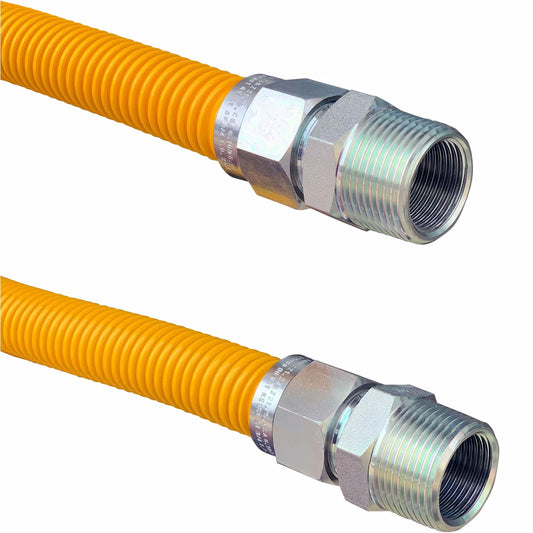 Jones Stephens G76051 1" OD (3/4" ID) X 48" Long, 3/4" Male Pipe Thread X 3/4" Male Pipe Thread, Yellow Coated Corrugated Stainless Steel Gas Connector