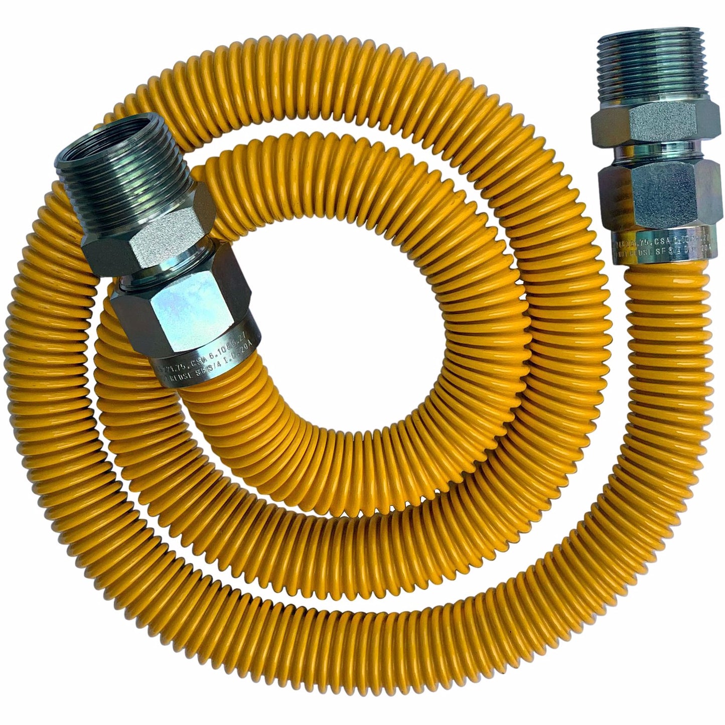 Jones Stephens G76051 1" OD (3/4" ID) X 48" Long, 3/4" Male Pipe Thread X 3/4" Male Pipe Thread, Yellow Coated Corrugated Stainless Steel Gas Connector