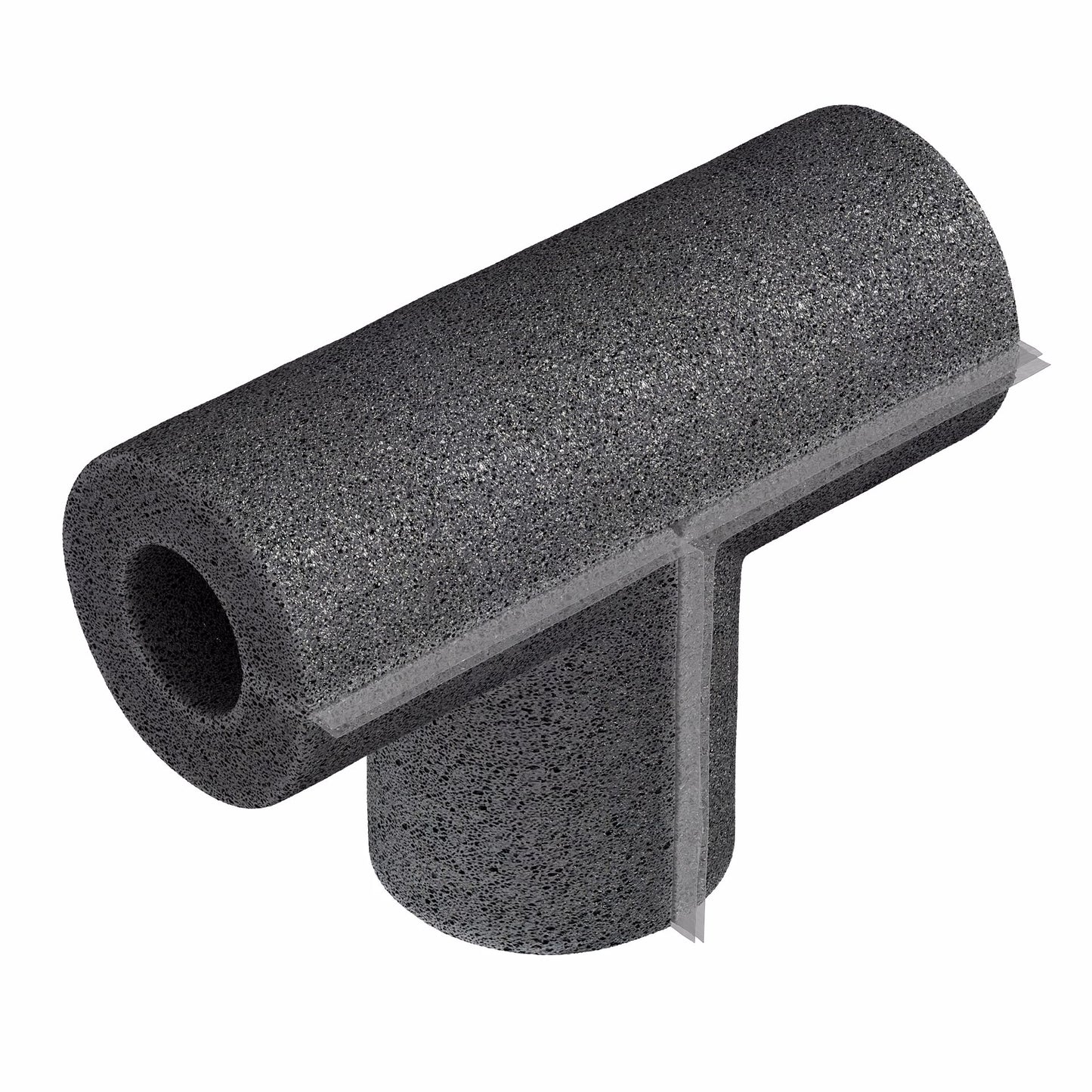 Jones Stephens I59050 1/2" ID Self-Sealing Black Polyethylene Foam Pipe Insulation Tee, 3/8" Wall Thickness
