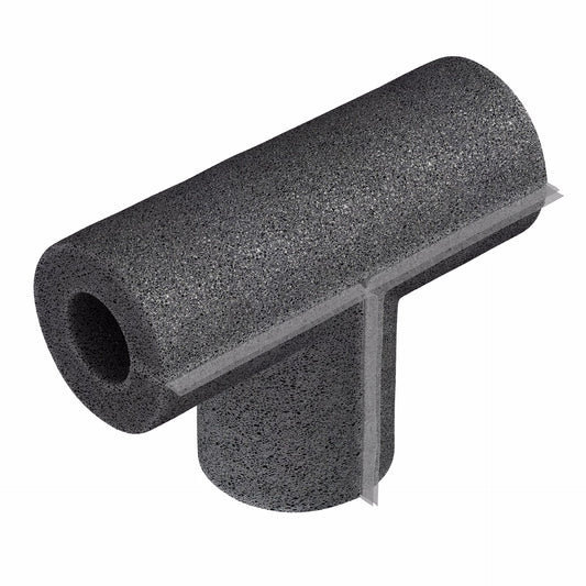 Jones Stephens I59075 3/4" ID Self-Sealing Black Polyethylene Foam Pipe Insulation Tee, 3/8" Wall Thickness