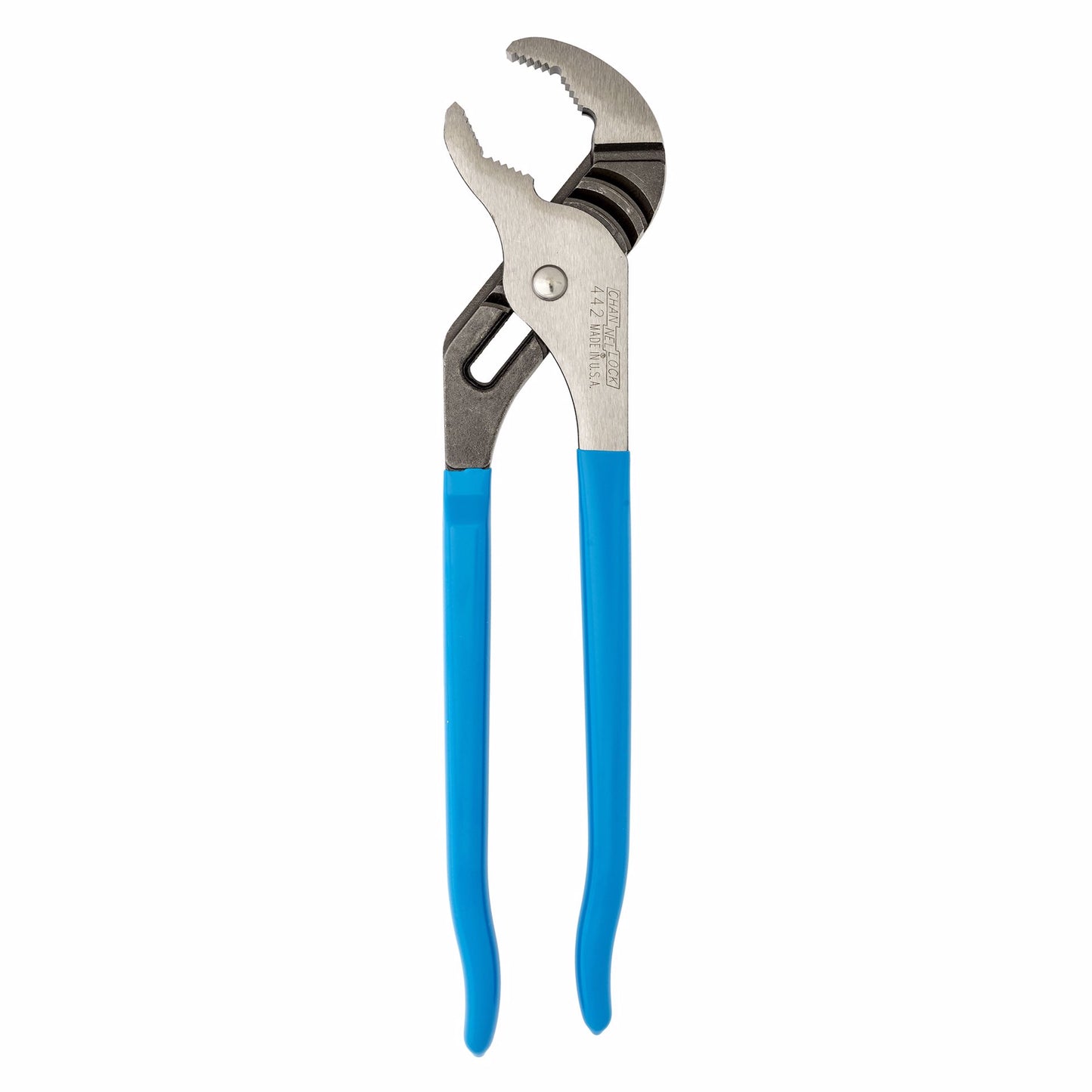 Jones Stephens J40408 12" Curved Jaw Tongue and Groove Pliers, Channel Lock No. 442, 2-1/4" Capacity, # Adj. 7