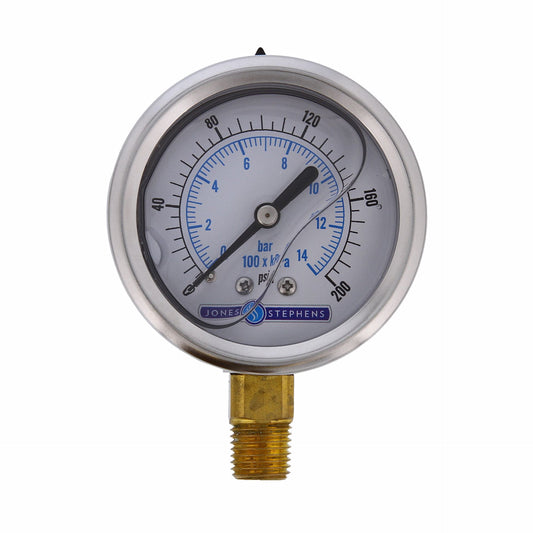 Jones Stephens J40556 2-1/2" 200 psi Liquid Filled Pressure Gauge