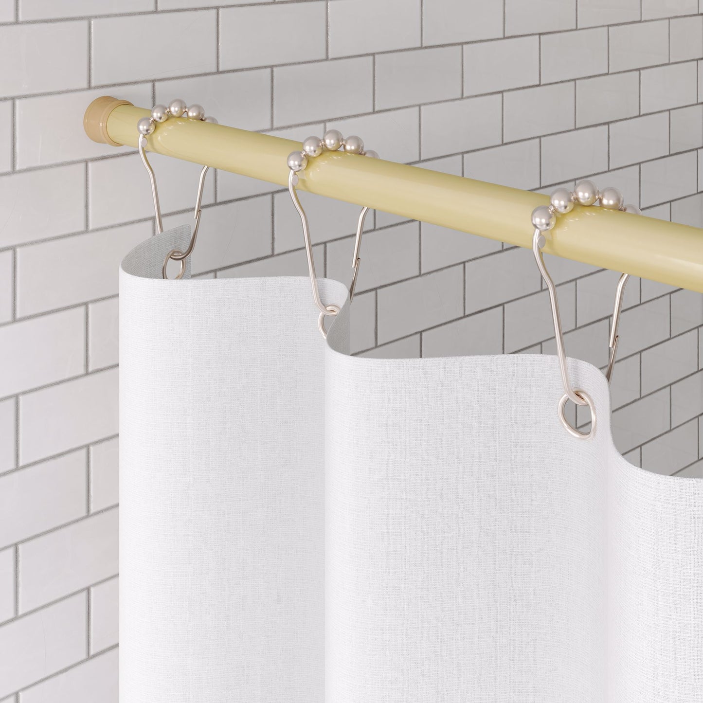 Jones Stephens JH64109 36"-63" Adjustable Spring Tension Shower Rod, Bone