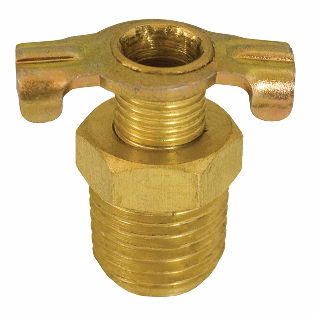 Jones Stephens N01033 1/8" Drain Cock Valve with External Seat, Tee Handle