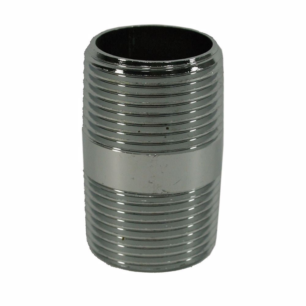 Jones Stephens N18300 1" x 3" Chrome Plated Brass Pipe Nipple