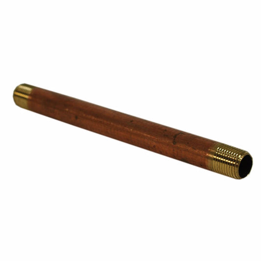 Jones Stephens N20014 1/8" x 8" Red Brass Pipe Nipple, Bag of 5