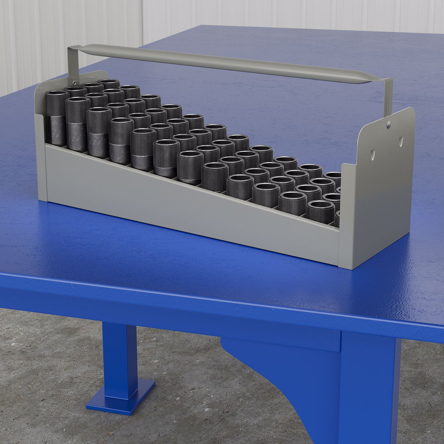 Jones Stephens N70024 Steel Nipple Caddy Tray, 1-1/2" Size, 30 pc Capacity (19-1/2" x 6-1/2" x 6-1/2")