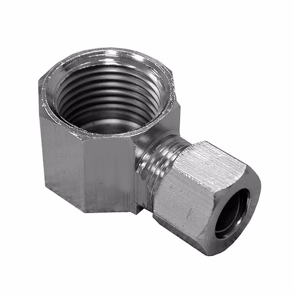 Jones Stephens N70068LF 3/8" x 1/2" Chrome Plated Compression x Female 90° Elbow
