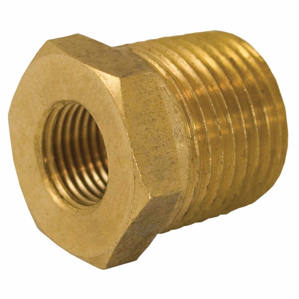 Jones Stephens P11062 3/8" x 1/8" Yellow Brass Hex Bushing