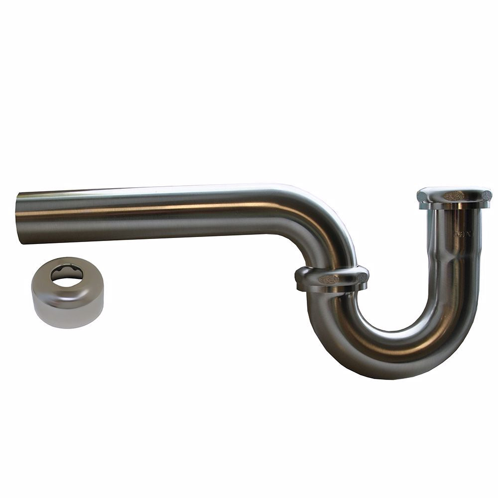 Jones Stephens P3450CP Chrome Plated 1-1/4" OD Brass Tubular P-Trap with Box Escutcheon