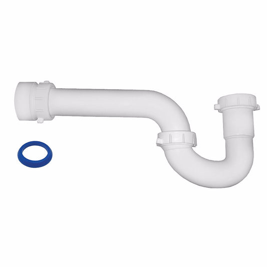 Jones Stephens P37003 1-1/2" White Plastic Slip Joint P-Trap with Solvent Weld Marvel Adapter
