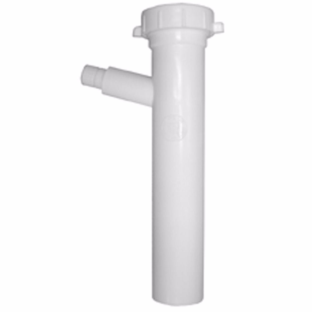 Jones Stephens P37012 1-1/2" x 8" x 1/2" White Plastic Slip Joint Dishwasher Tailpiece