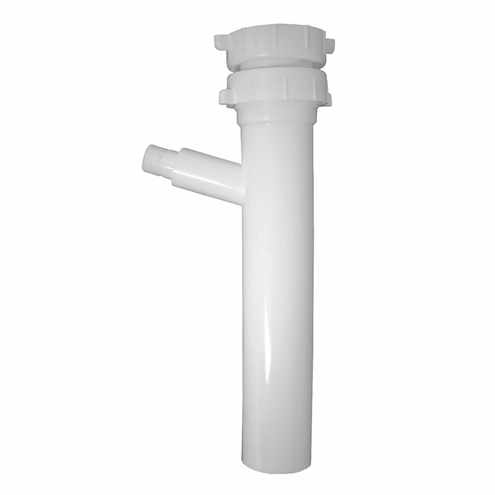 Jones Stephens P37013 1-1/2" x 8" x 1/2" White Plastic Direct Connection Dishwasher Tailpiece