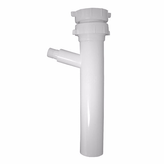 Jones Stephens P37013 1-1/2" x 8" x 1/2" White Plastic Direct Connection Dishwasher Tailpiece