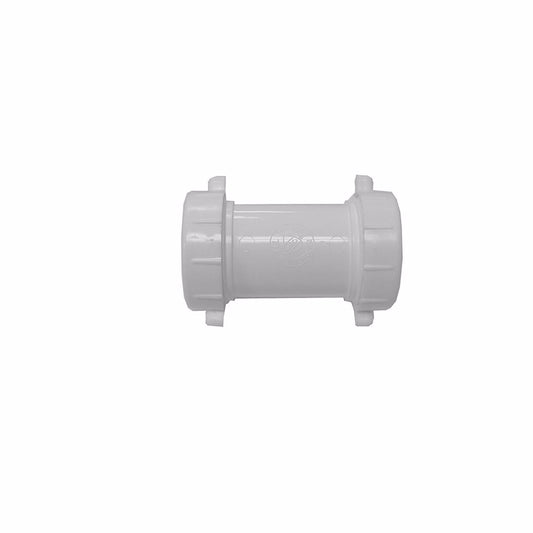 Jones Stephens P37200 1-1/2" White Plastic Double Slip Coupling Fitting