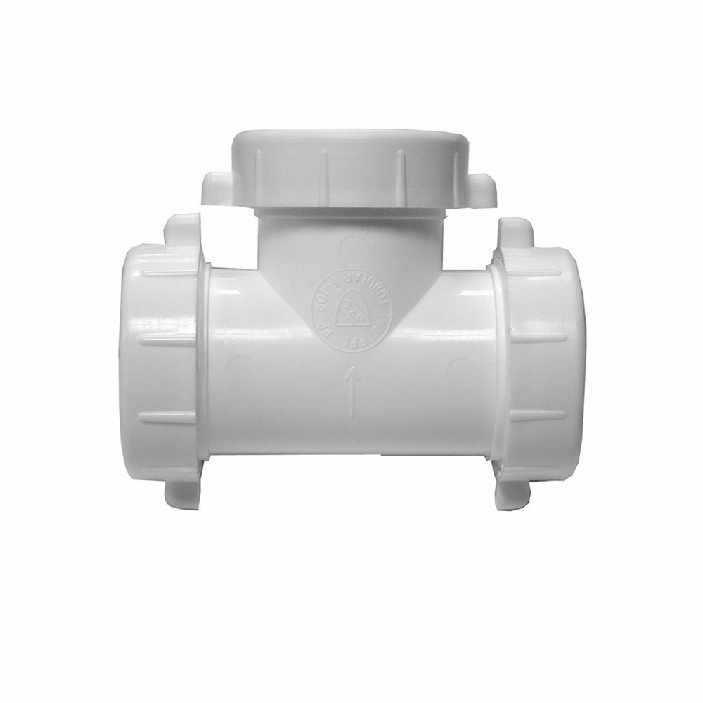 Jones Stephens P37400 1-1/2" White Plastic Slip Joint Tee with 1-1/4" Washer