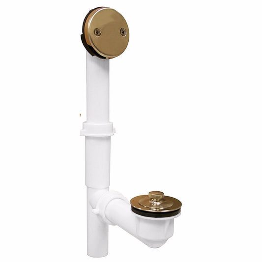 Jones Stephens P37502 Satin Nickel Two-Hole Lift and Turn Bath Waste Kit, Tubular Full Kit, Plastic
