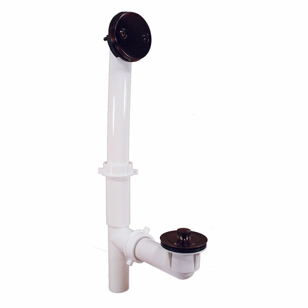 Jones Stephens P3750RB Oil Rubbed Bronze Two-Hole Lift and Turn Bath Waste Kit, Tubular Full Kit, White Plastic