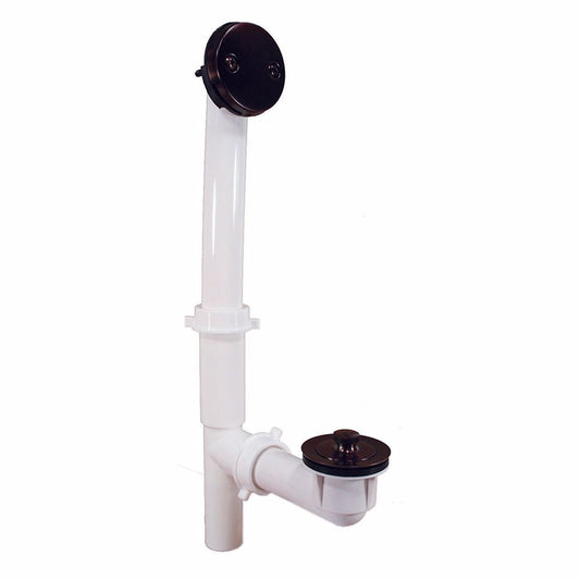 Jones Stephens P3750RB Oil Rubbed Bronze Two-Hole Lift and Turn Bath Waste Kit, Tubular Full Kit, White Plastic