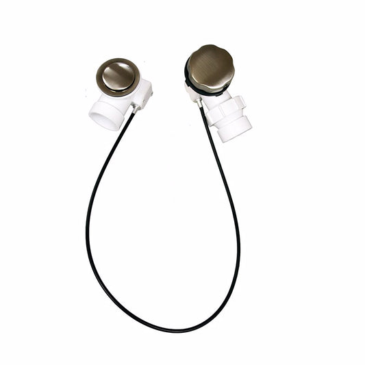 Jones Stephens P37514 Satin Nickel 27" Cable Driven Bath Waste Kit, Tubular Half Kit, PVC
