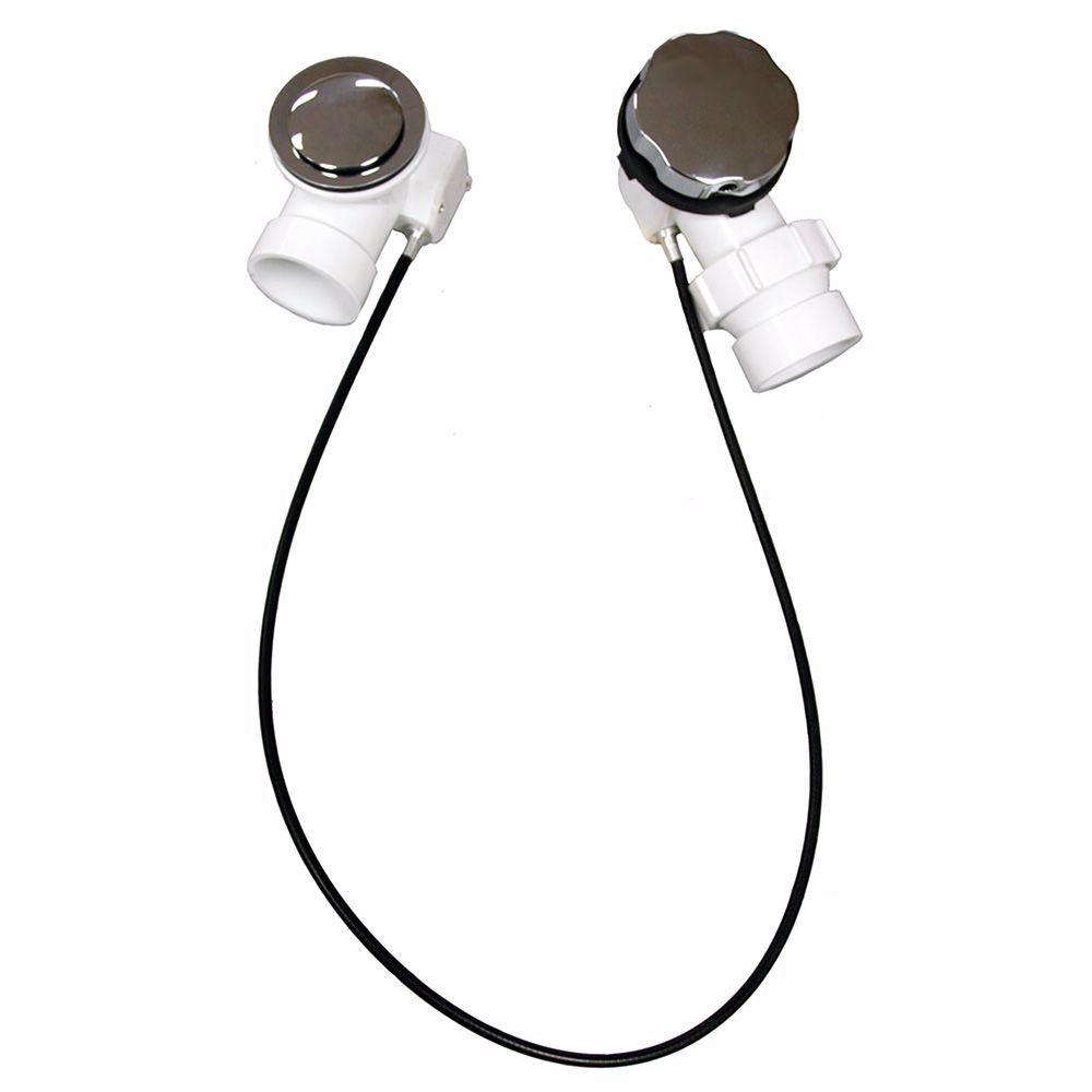 Jones Stephens P37515 Chrome Plated 35" Cable Driven Bath Waste Kit, Tubular Half Kit, White Plastic