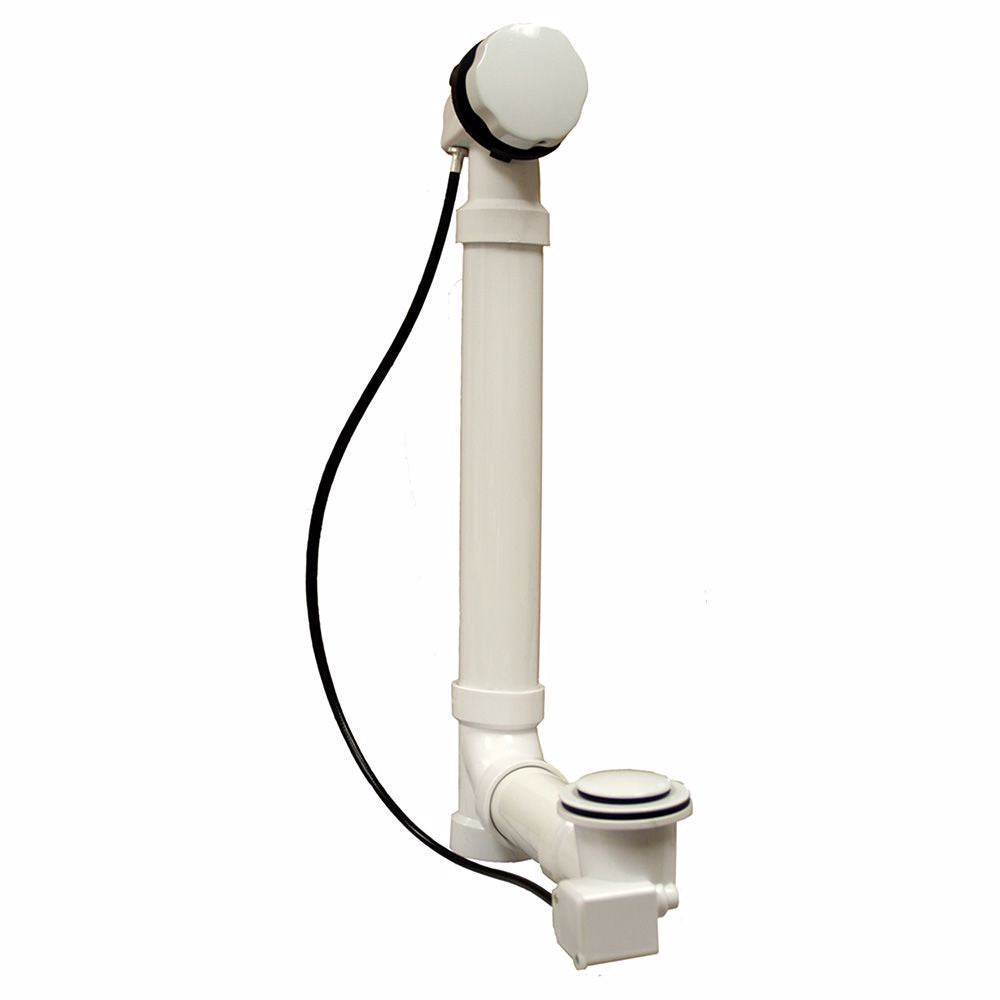 Jones Stephens P3755WH White 27" Cable Drive Toe Touch Bath Waste Kit, PVC